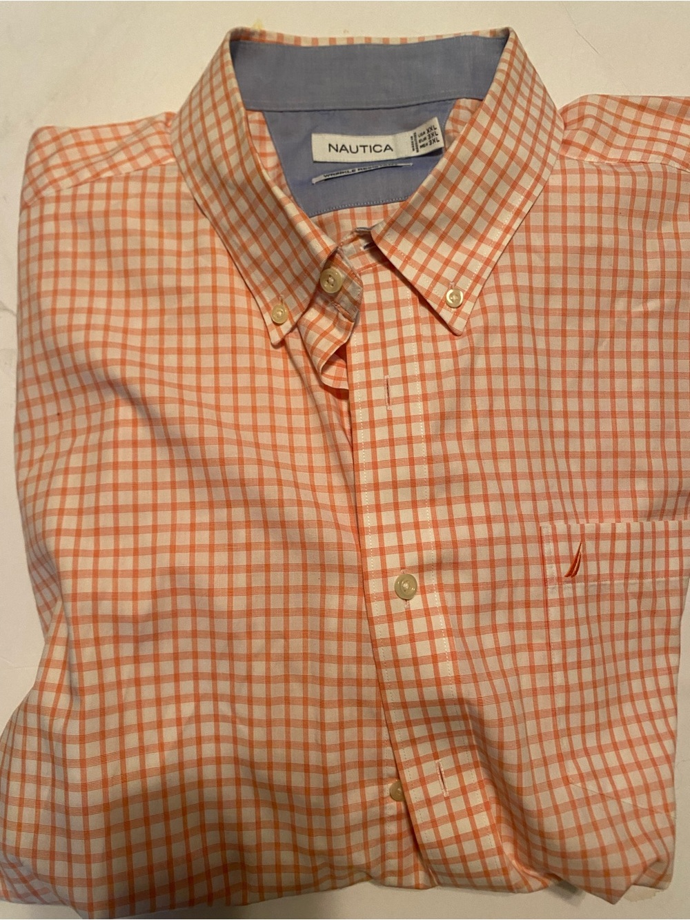 Nautica Men’s Orange Check Button-2xl  Shirt